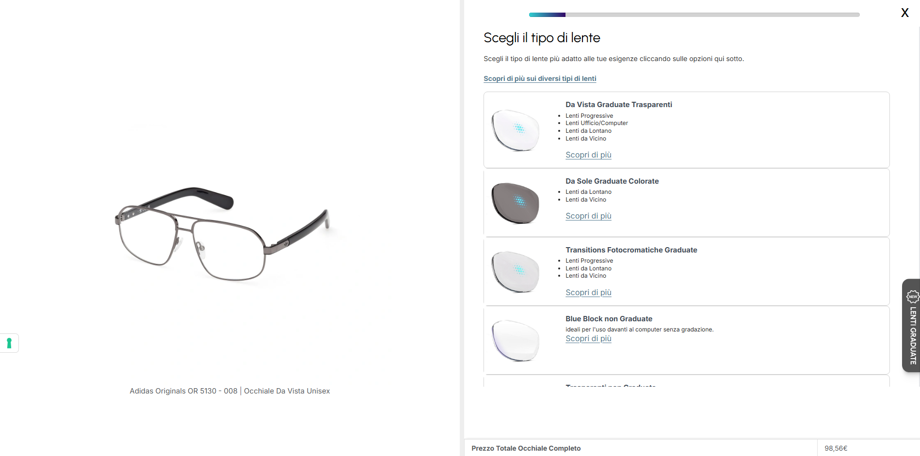 Interfaccia del sito e-commerce Occhialando dopo il restyling grafico