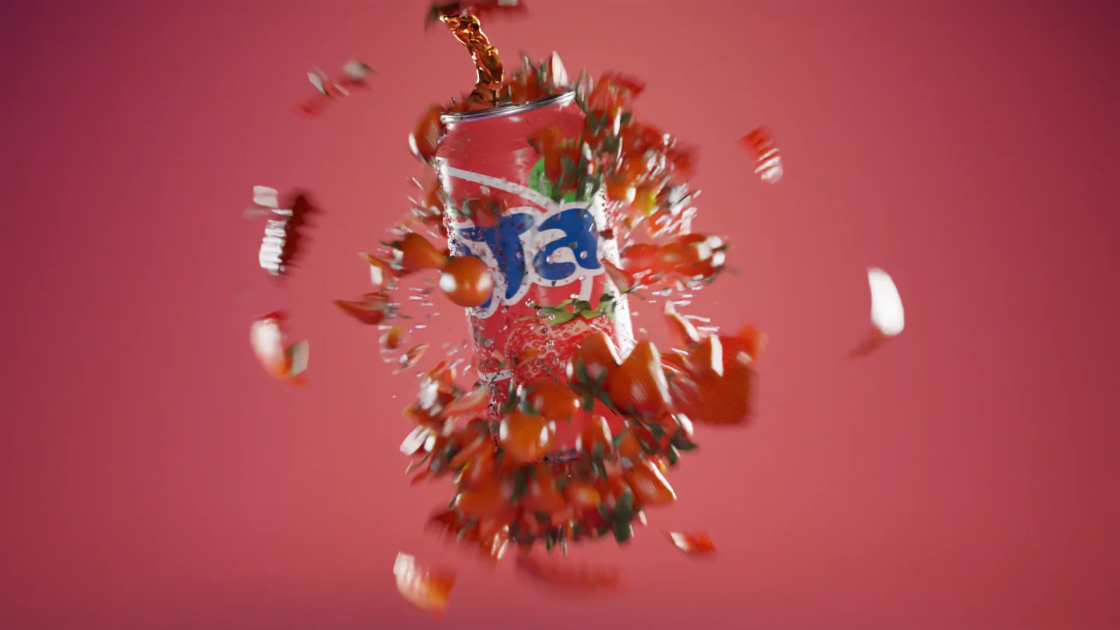 La fragola inizia a frammentarsi durante l’animazione 3D