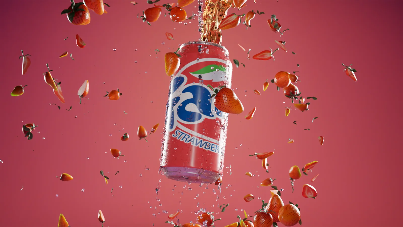 Dettaglio ravvicinato del liquido e della lattina in animazione